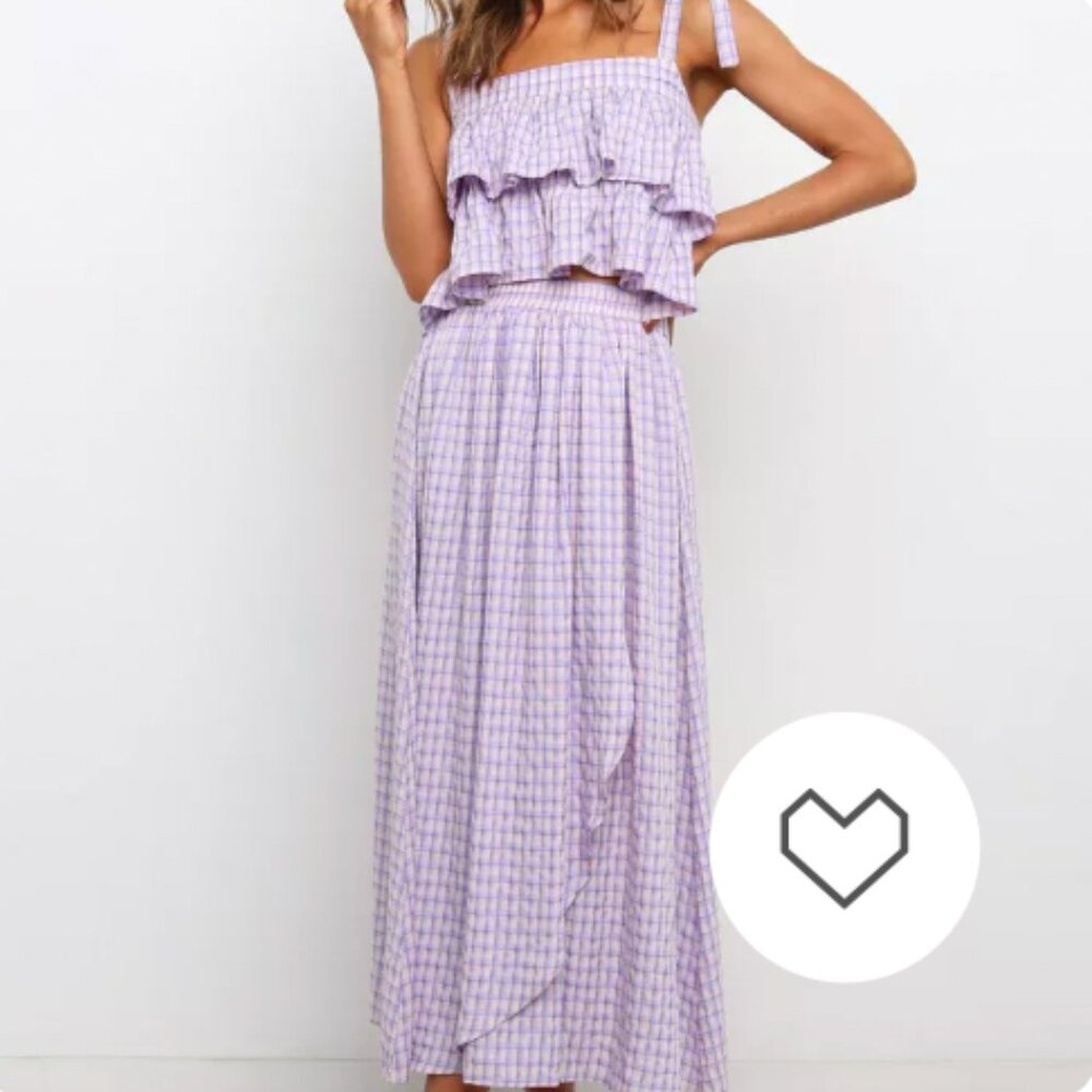 Petal & Pup Two-Piece Ruffle Midi Dress - Lilac, US 6